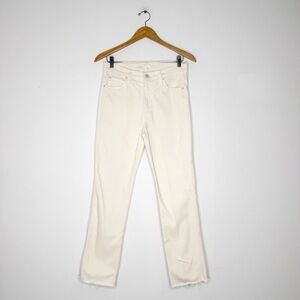 MOTHER High Waisted Rascal Ankle Fray Jeans Play Date Cream Size 30